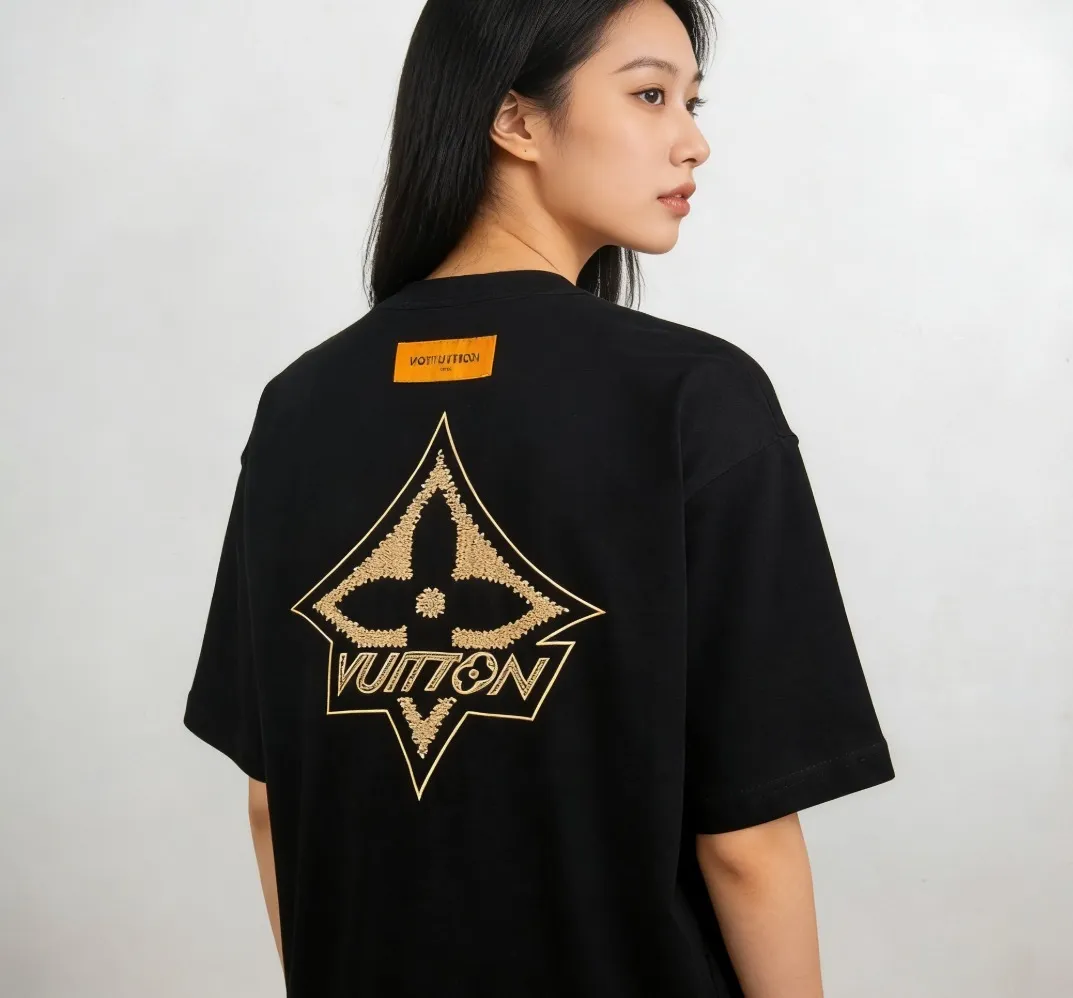 Louis Vuitton/Louis Vuitton 26ss gold label woven embroidered presbyopia short sleeves